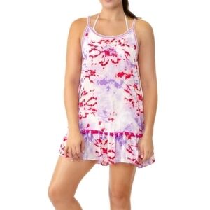 Miken Purple And Pink Pom Pom Swim Cover Up XS